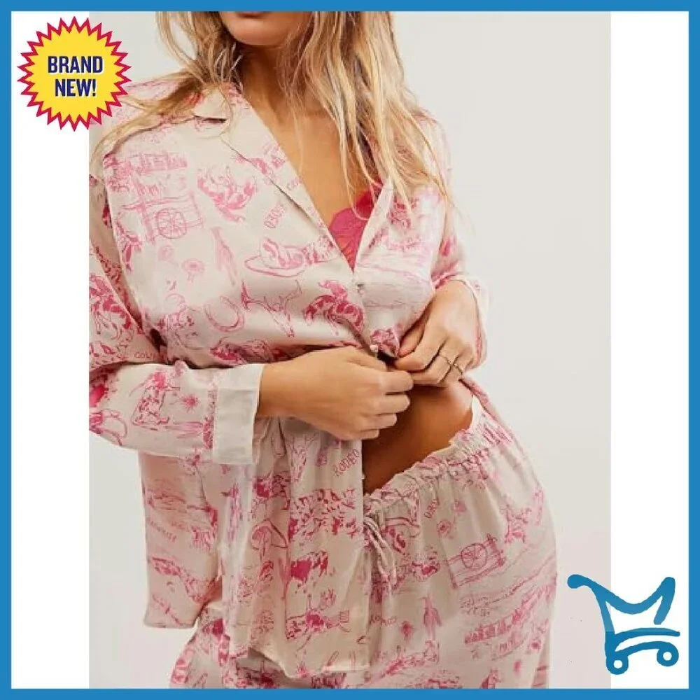 Women's Satin Pajama Set Long Sleeve Wide Leg Pants Loungewear